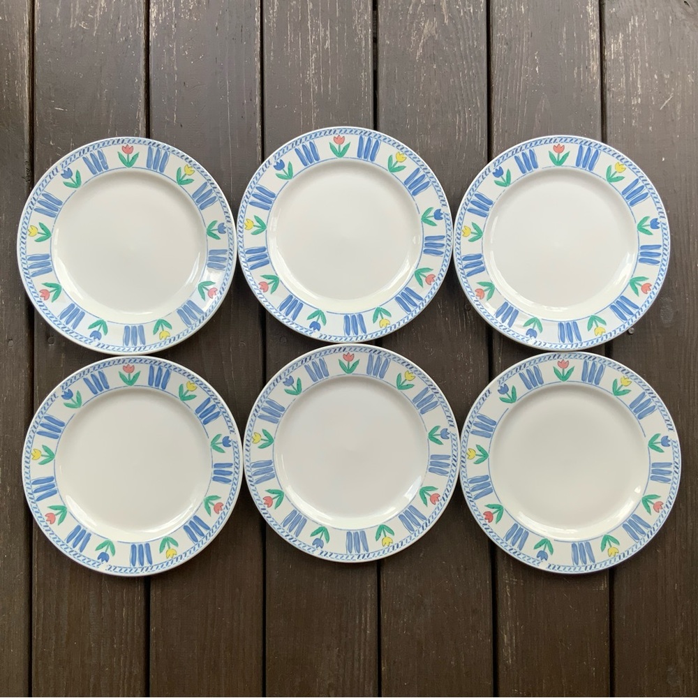 Tivioli By Signature  Riviera Van Beers 6 Dinner Plates Tulips Spring Pastel